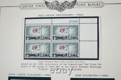 US 1960s-1970 COLLECTION OF 125+ MINT PLATE BLOCKS STORED IN MINKUS ALBUM