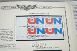 US 1970s COLLECTION OF 150 + MINT PLATE BLOCKS STORED IN MINKUS ALBUM