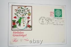 US 1980s-1990s COLLECTION OF 50+ PUGH HAND PAINTED FDCS STORED IN ALBUM