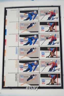 US 1980s COLLECTION OF 180+ MINT PLATE BLOCKS FACE VALUE $260 STORED IN ALBUM