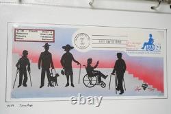 US 1990s COLLECTION OF 30+ HAND PAINTED PUGH FDCS STORED IN ALBUM