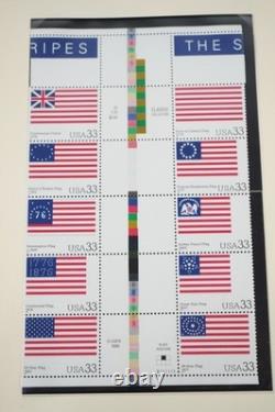 US 2000s COLLECTION OF 112 GUTTER PAIRS & BLOCKS ALL MNH STORED IN SCOTT ALBUM