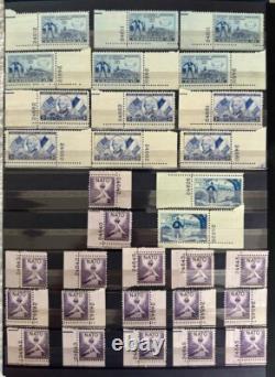 US COLLECTION of 950 Stamps with PLATE NUMBERS, All Mint Never Hinged, LOOK & READ