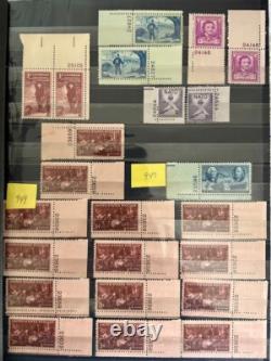 US COLLECTION of 950 Stamps with PLATE NUMBERS, All Mint Never Hinged, LOOK & READ
