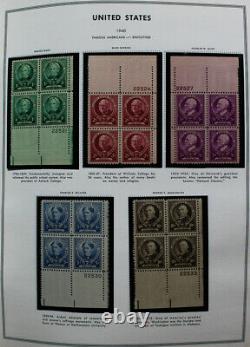 US Mint NH Plate Block Stamp Collection Harris Album Lot of 500+ 1930's to 1970