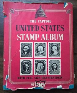 US Postage Stamp Collection in Vintage The Capitol United States Stamp Album