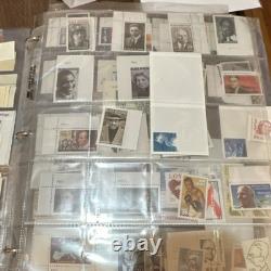 US Stamp Collection Album Art, Famous People 8 pages only and sleeves lot