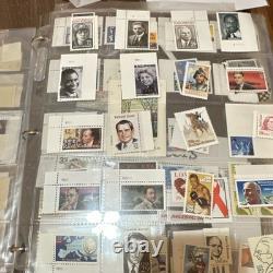 US Stamp Collection Album Art, Famous People 8 pages only and sleeves lot