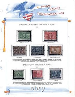 US Stamp Collection of older stamps on 5 White Ace album pages (C383)