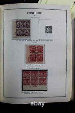 US Stamps Mint Plate Block Collection 1920s-60s in Harris Album