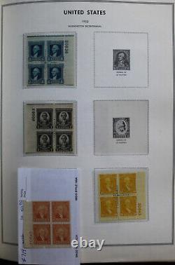 US Stamps Mint Plate Block Collection 1920s-60s in Harris Album