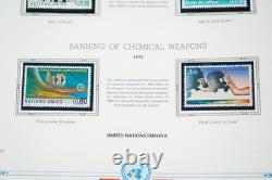 United Nations 1991-1993 Collection Of 200 Mint Stamps Stored In White Ace Album