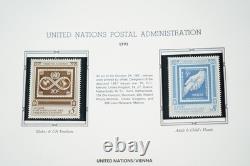 United Nations 1991-1993 Collection Of 200 Mint Stamps Stored In White Ace Album