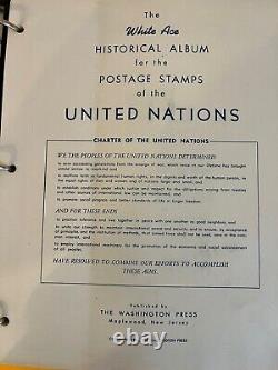 United Nations Stamp Collection in White Ace Album Completed Pgs 1-42, 1951-1969