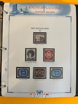 United Nations Stamp Collection in White Ace Album Completed Pgs 1-42, 1951-1969