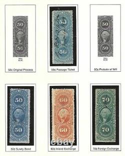 Us 1861-1872 Collection Of 92 Revenue Stamps On Mystic Specialized Album Pages