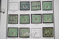 Us 1914-1954 Collection Of 140+ Wine Revenue Stamps Stored In White Ace Album
