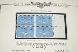 Us 1961-1970 Collection Of 200 Mint Plate Blocks Stored In Album