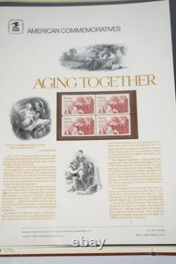 Us 1981-1984 Collection Of 80 Commemorative Stamp Panels Stored In Usps Album