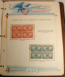 Us Commemorative Stamp Album With About 220 Mint Blocks Of 4 1909-1949