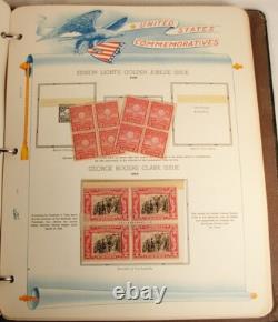 Us Commemorative Stamp Album With About 220 Mint Blocks Of 4 1909-1949