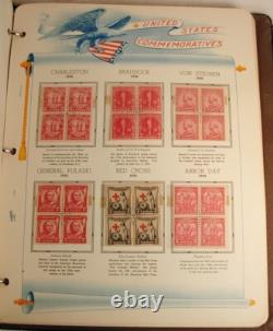 Us Commemorative Stamp Album With About 220 Mint Blocks Of 4 1909-1949