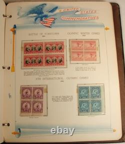 Us Commemorative Stamp Album With About 220 Mint Blocks Of 4 1909-1949