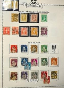 VINTAGE Switzerland MINKUS ALBUM collection 400 stamps 1862-1970 many MNH Nice