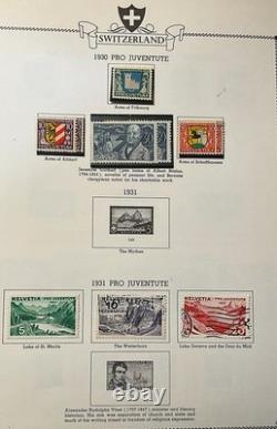VINTAGE Switzerland MINKUS ALBUM collection 400 stamps 1862-1970 many MNH Nice