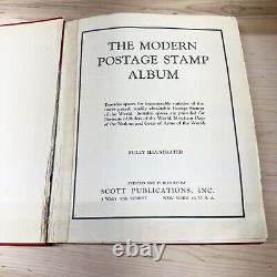 VTG World Stamp Album Pre 1950 Scott Pub Collection Book Over 1000+ Stamps