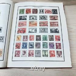 VTG World Stamp Album Pre 1950 Scott Pub Collection Book Over 1000+ Stamps