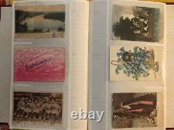 Vintage 180 Postcard Collection Album Early 1900s WWII WWI Posted Stamps