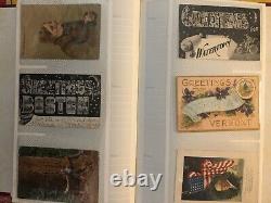 Vintage 180 Postcard Collection Album Early 1900s WWII WWI Posted Stamps