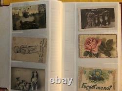 Vintage 180 Postcard Collection Album Early 1900s WWII WWI Posted Stamps