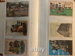 Vintage 180 Postcard Collection Album Early 1900s WWII WWI Posted Stamps