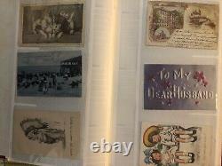 Vintage 180 Postcard Collection Album Early 1900s WWII WWI Posted Stamps