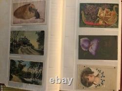 Vintage 180 Postcard Collection Album Early 1900s WWII WWI Posted Stamps