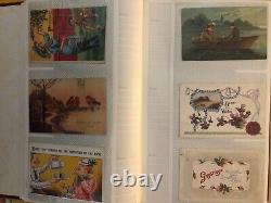 Vintage 180 Postcard Collection Album Early 1900s WWII WWI Posted Stamps