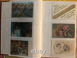 Vintage 180 Postcard Collection Album Early 1900s WWII WWI Posted Stamps