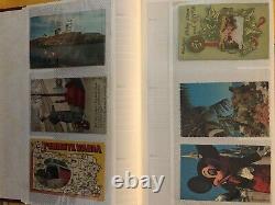 Vintage 180 Postcard Collection Album Early 1900s WWII WWI Posted Stamps