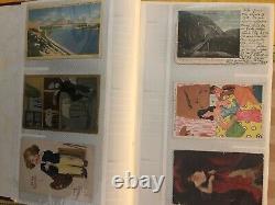 Vintage 180 Postcard Collection Album Early 1900s WWII WWI Posted Stamps