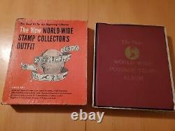 Vintage 1958 New World Wide POSTAGE STAMP ALBUM Over 2200 Stamps USA Germany Jap
