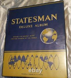 Vintage 1979 Statesman Deluxe Stamp Album By H. E. Harris And Collection