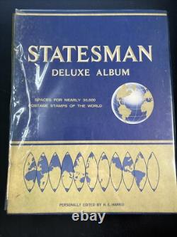 Vintage 70's HE Harris Statesman Deluxe Album Worldwide Collection of Stamps