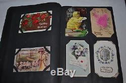 Vintage 90 POSTCARDS + ALBUM CHRISTMAS BIRTHDAY EASTER German STAMPS 1910 +