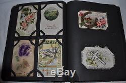 Vintage 90 POSTCARDS + ALBUM CHRISTMAS BIRTHDAY EASTER German STAMPS 1910 +