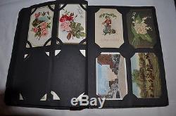 Vintage 90 POSTCARDS + ALBUM CHRISTMAS BIRTHDAY EASTER German STAMPS 1910 +