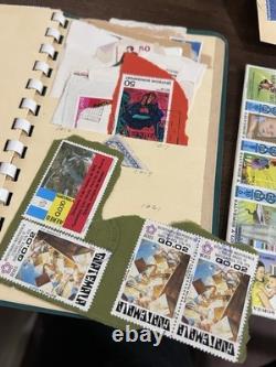 Vintage And Modern Stamp Collection With One Cent Stamp And Vintage Wooden Box