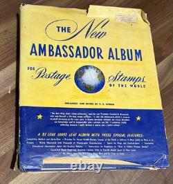 Vintage H. E. Harris The New Ambassador Album World Stamp Collection Lot