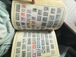 Vintage Illustrated Around-the-World Stamp Album with Some Stamps Inside (As-Is)